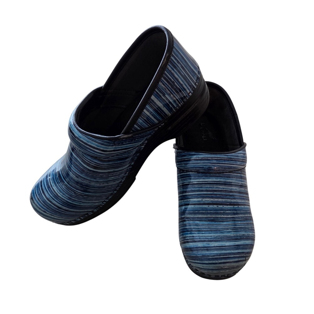 Dansko Clogs Women's Size EU 37 Blue Striped Professional‎ Comfort Shoes